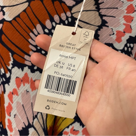 NWT Boden Crinkle Bias-cut Skirt Multi Petal Stamp Butterfly Wings R0196-MPT new - Picture 6 of 13